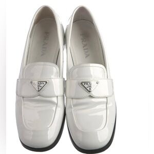 Prada Women's Glossy White Loafers